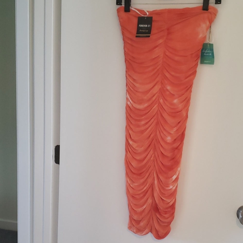 Orange tie dye tube dress